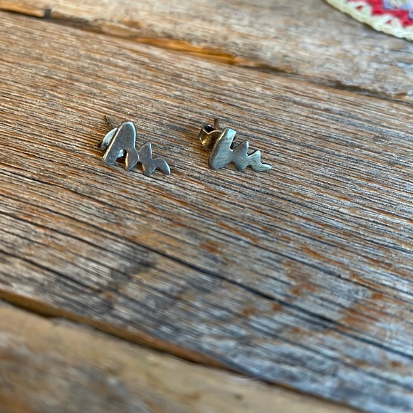 Silver Lightning Rod Stud Earrings. Silver. - Picture 3 of 6